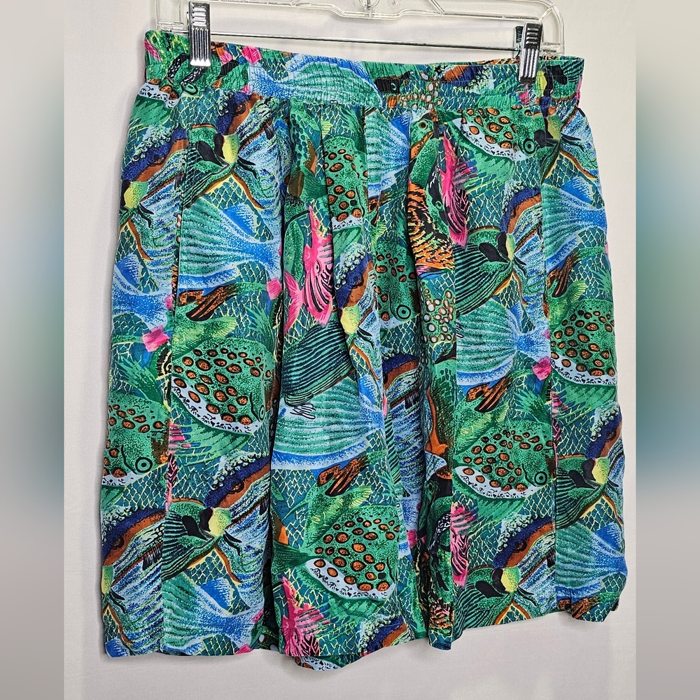 Harold Vintage  100% Silk Novelty Fish Print Shorts